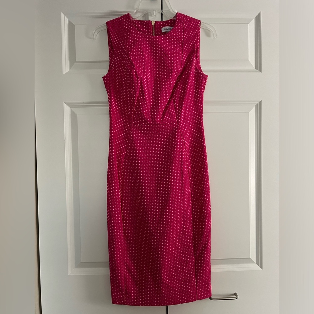 Calvin Klein Women's Sleeveless Princess Seamed Sheath Fuschia Dress